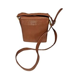 VTG 90s Valerie Stevens Brown Genuine Leather Crossbody Bag Minimalist Purse